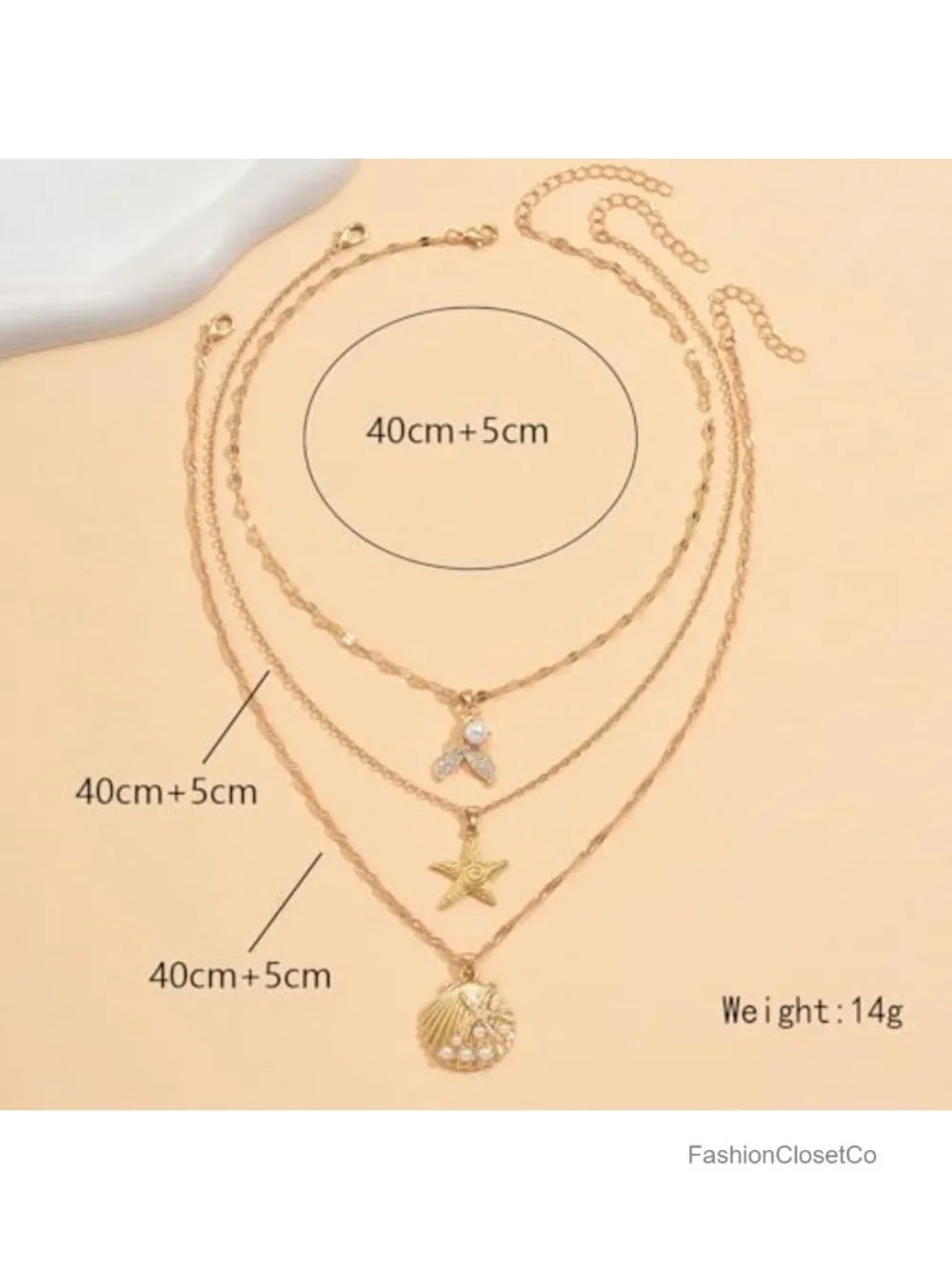 Layered Starfish Necklace for Women, Boho Shell Pearl Pendant, Summer Beach